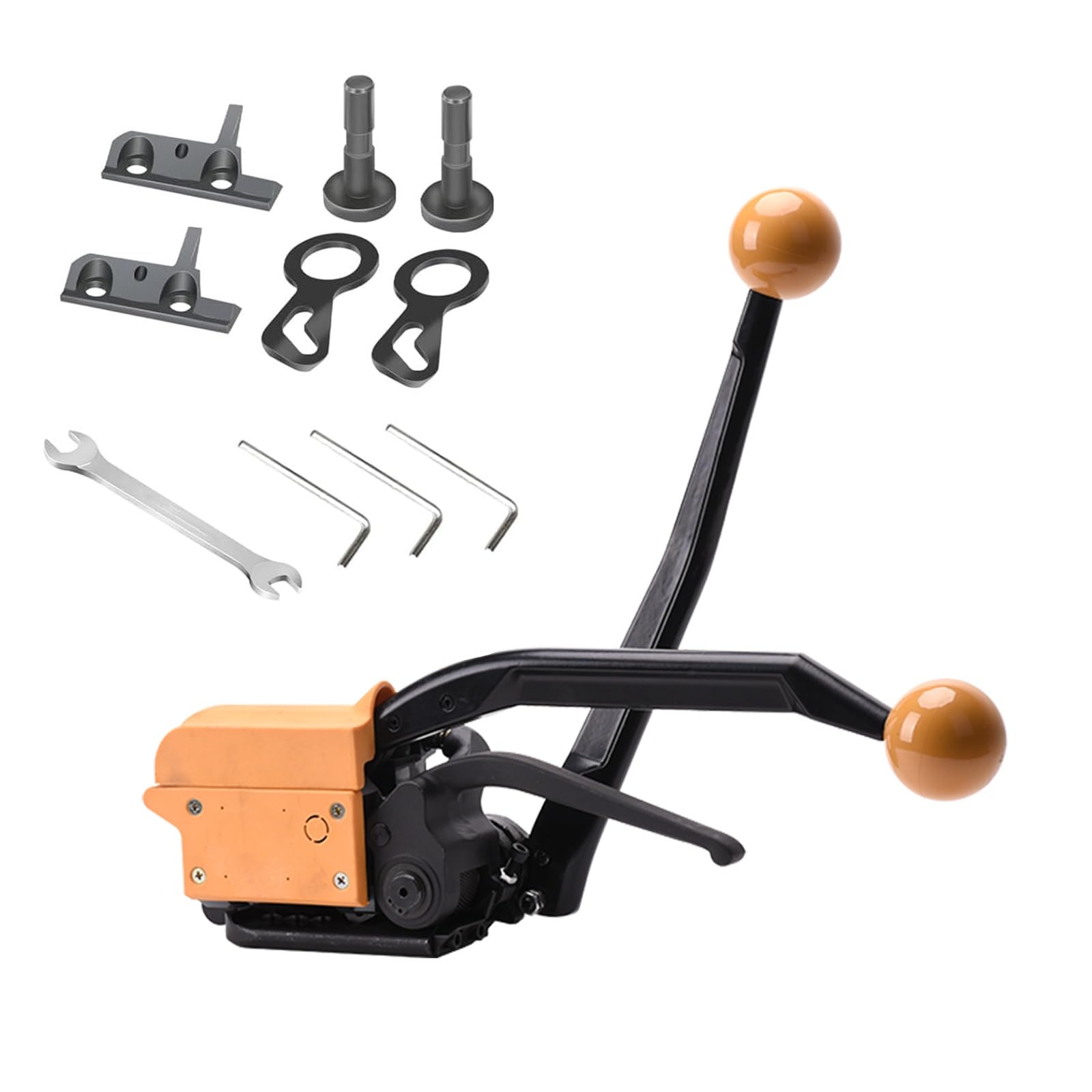 Robuste Umreifungsmaschine aus Stahl mit 3-in-1 Spanner Crimper Cutter für sicheres Metallband in Industrieverpackung