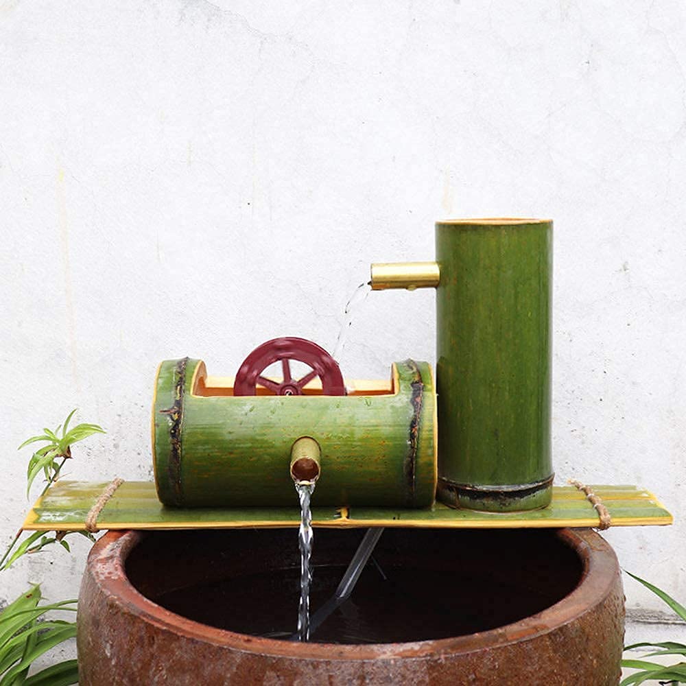 Aioneer Bamboo Fountain Garden Decor Water Spout With Pump Garden Decoration Waterfall Outdoor Japanese Garden WaterSculptures Statues Arts Crafts Artwork Crafting,35Cm Ornaments Decoration