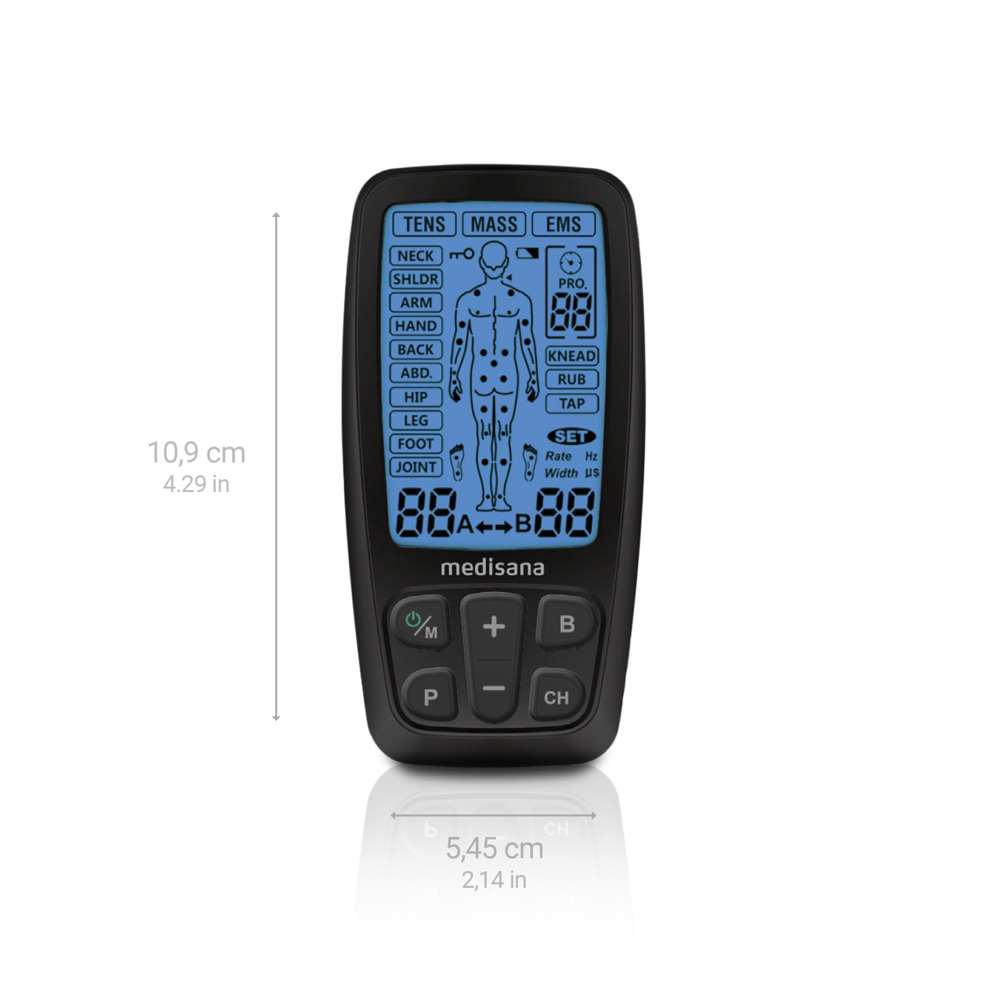 medisana TT 205 Elektrostimulationsgerät, Reizstromgerät, TENS & EMS | Zur Schmerztherapie mit 4 Elektrodenpads, mit Elektroden zur Muskelentspannung, Trainingsgerät zum Muskelaufbau