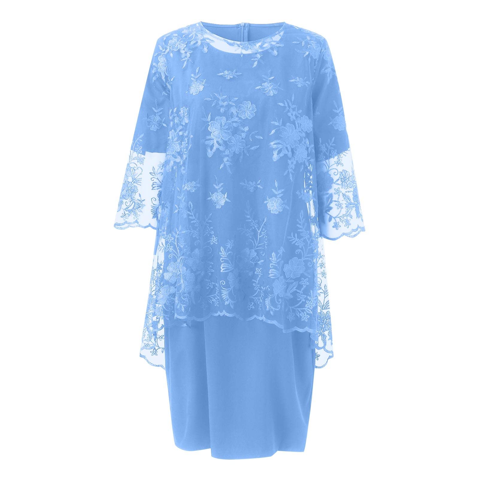 Vestido de noche elegante con encaje bordado de media manga para mujer, vestido casual de fiesta, vestido de noche