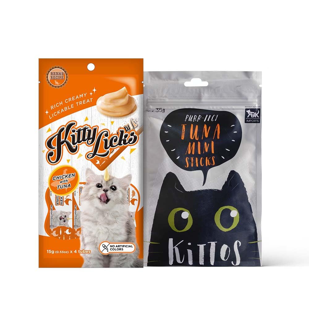 Cat Snacks Combo - Kittos Protein Rich Tuna Mini Sticks (35g) and Kitty Licks Chicken & Tuna Creamy Lickable Treats (15g x 4 Tubes) – All Cat Breeds for Training & Rewards (Pack of 2) (B0CF29SHCW) Amazon Price History, Amazon Price Tracker