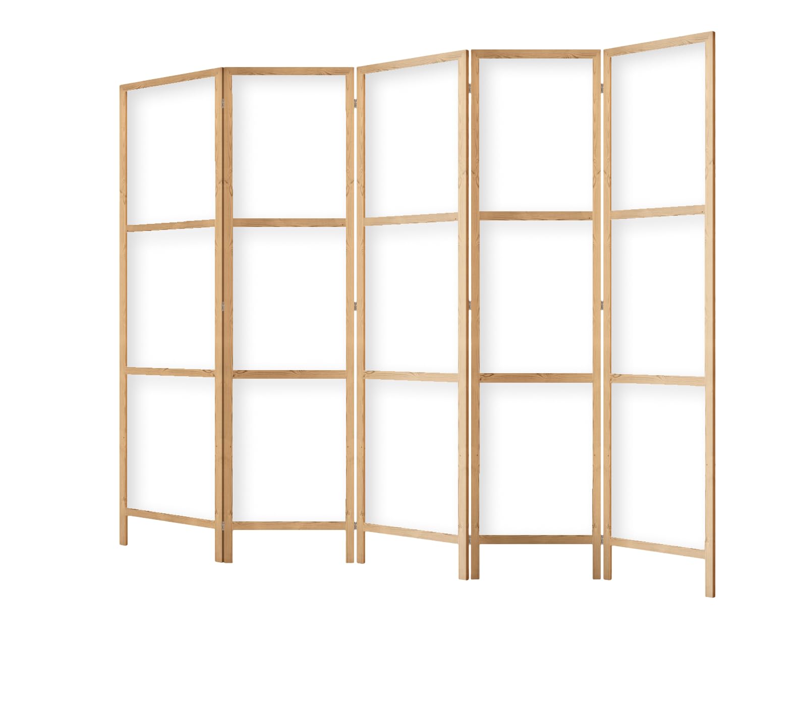 Paravento divisorio in legno 225x172 cm, 5 pezzi, unilaterale, in stile orientale