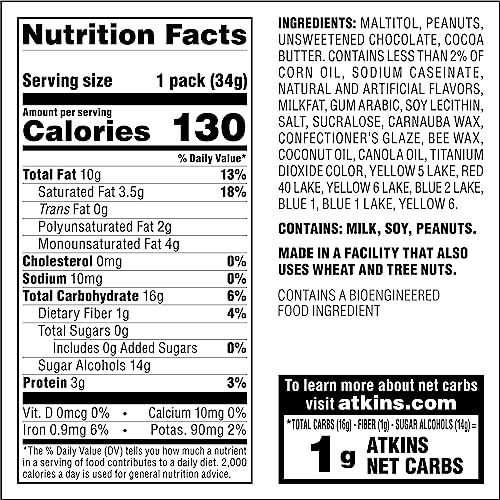 Image of Atkins Endulge Chocolate Peanut Candies, Dessert Favorite, 0g Sugar, 20 Count