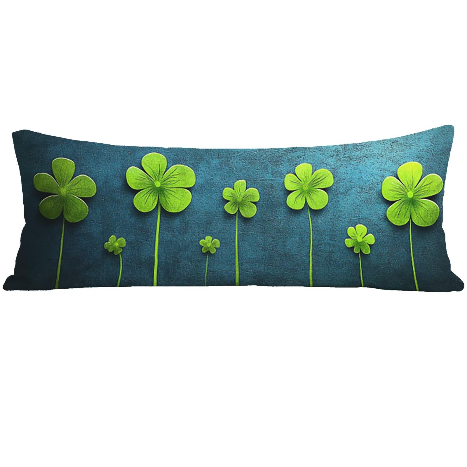 Housse de traversin 145 cm vert et taie d'oreiller long lit