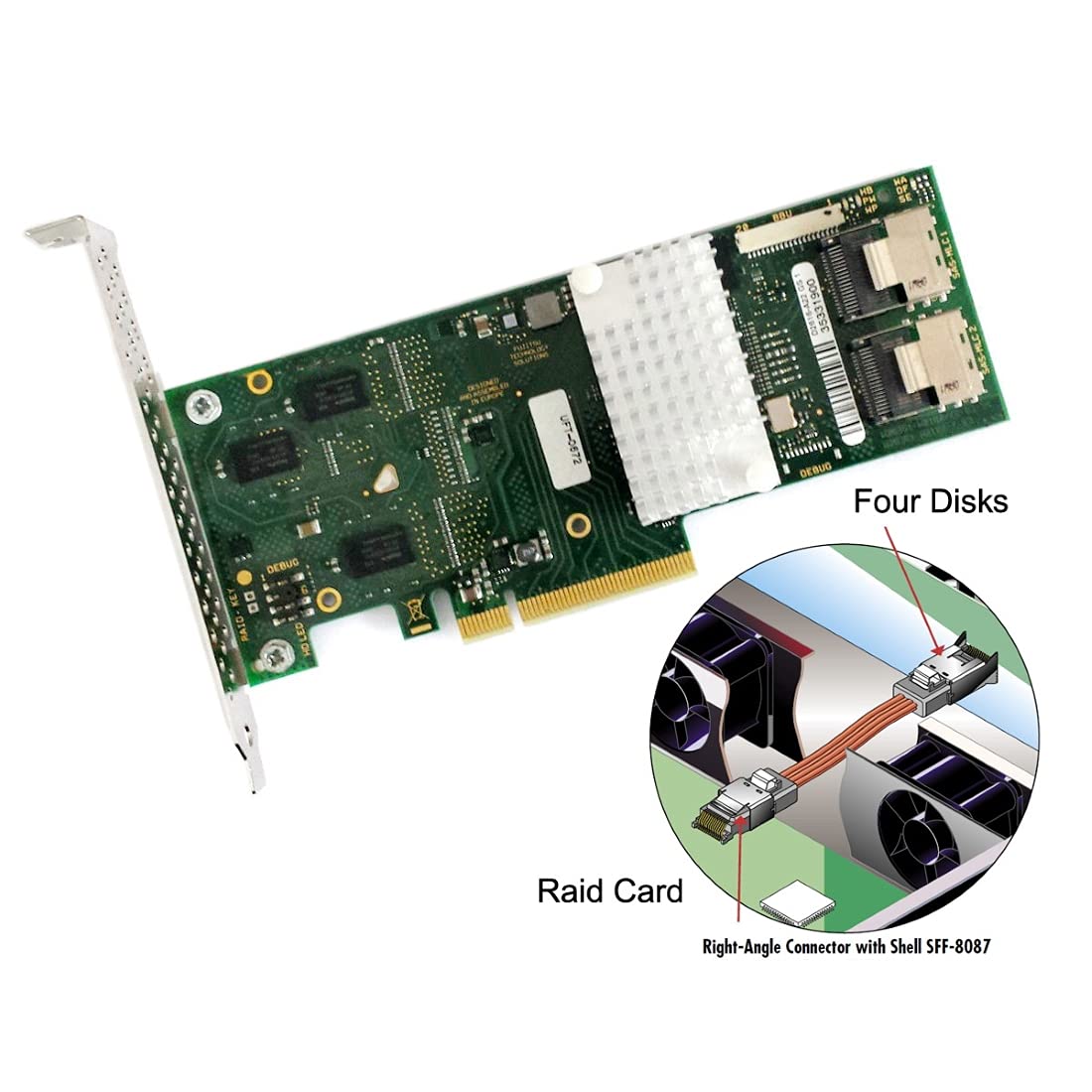 ChenYang Tarjeta controladora CY PCI-E 2.0 X8 con soporte PCI-E a D2616-A12 LSI 9261-8i SATA/SAS Raid 6Gbs 512MB caché SFF-8087 6Gb RAID0.1.5.6