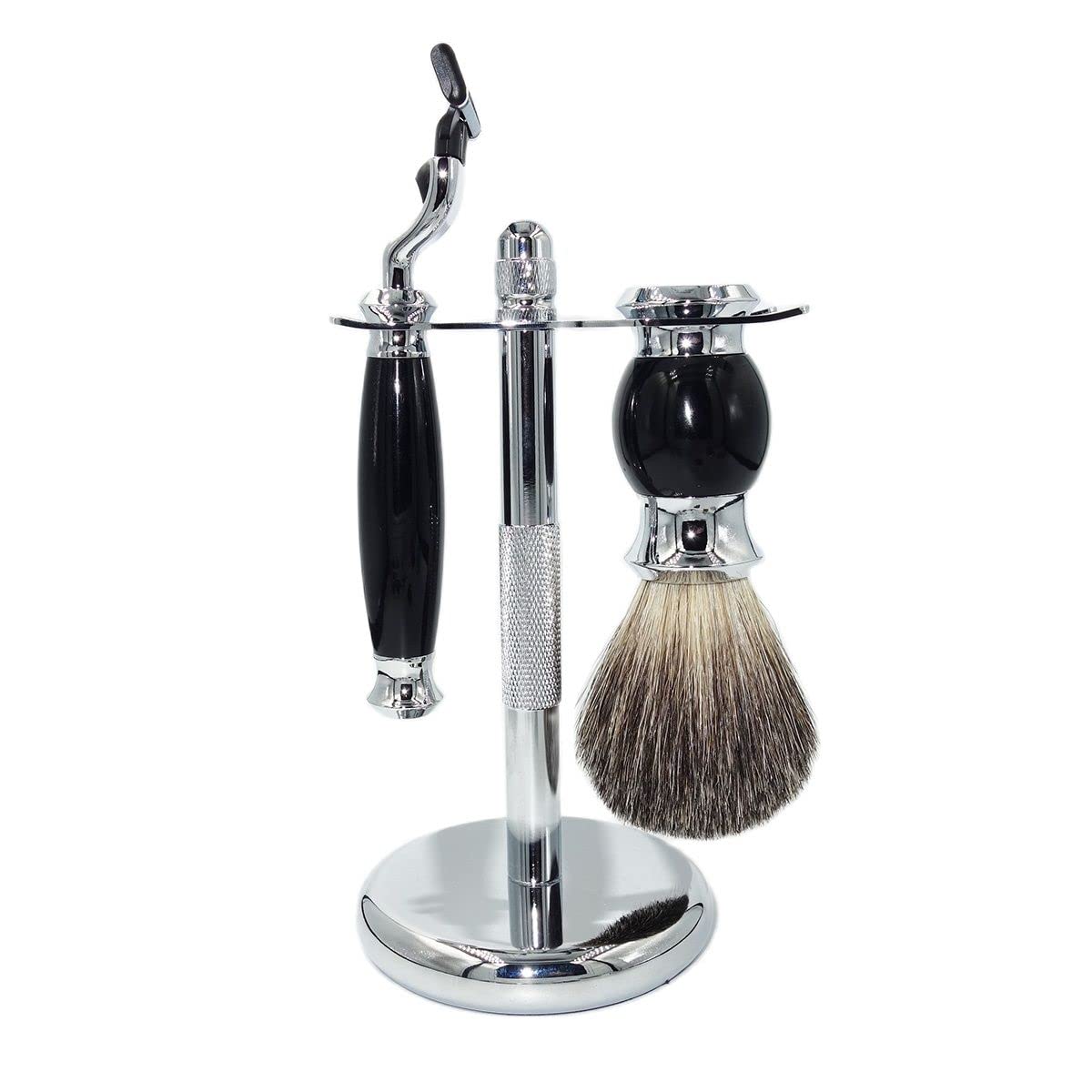 Soporte for maquinilla de afeitar Prácticos soportes for cepillos de afeitar for hombres, juego de soporte for cepillo de pelo de tejón de acero inoxidable, herramientas de limpieza de aseo de