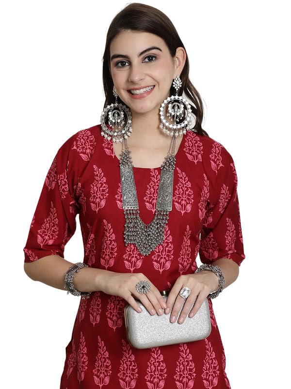 Image of 7Threads Kurti for Women|Kurti|Kurta|Kurta for Women|Crepe Kurti|Printed Kurta|Crepe Straight Kurti Kurti