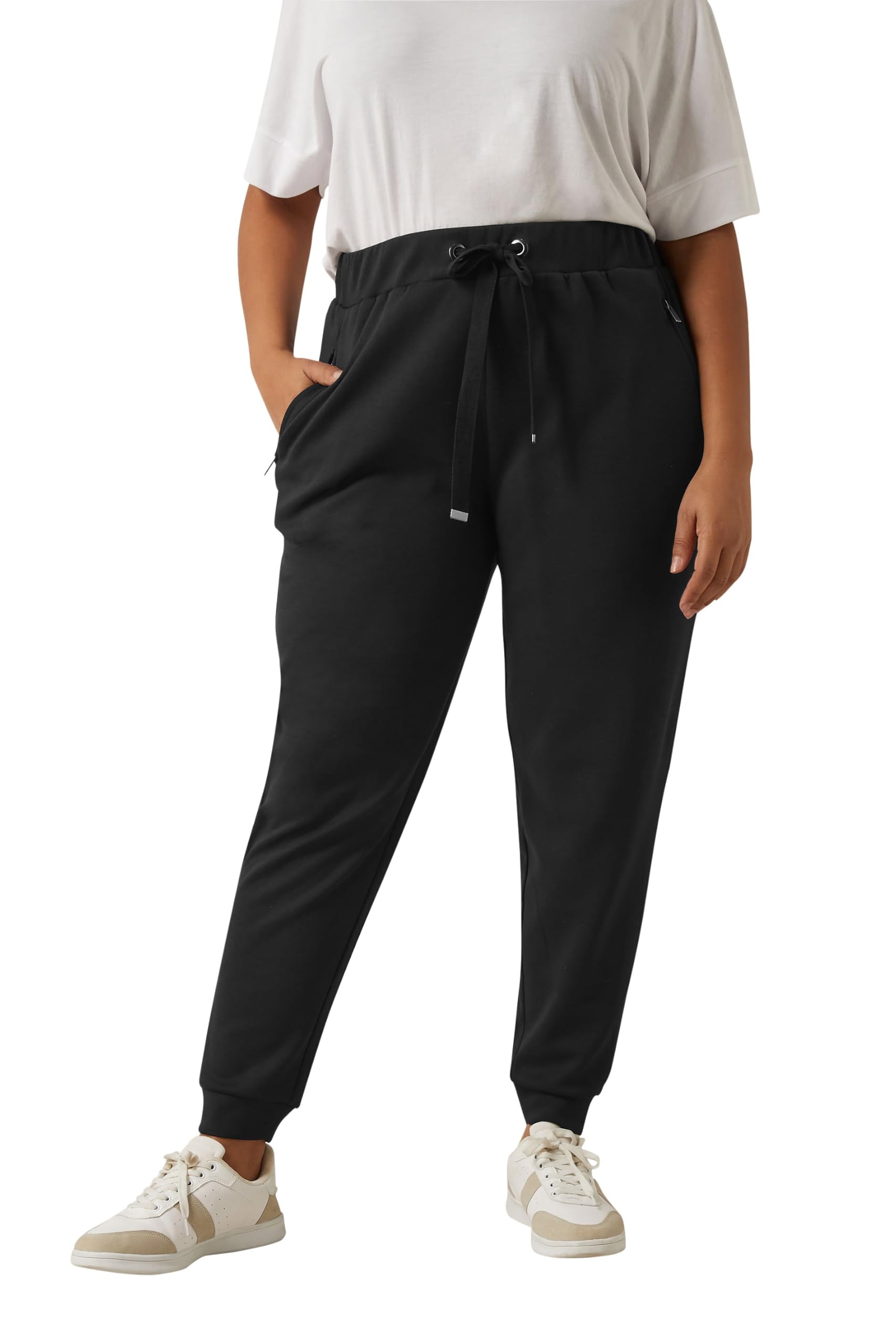 Evans Women's Black Plus Luxe Zip Pocket Joggers Size 20