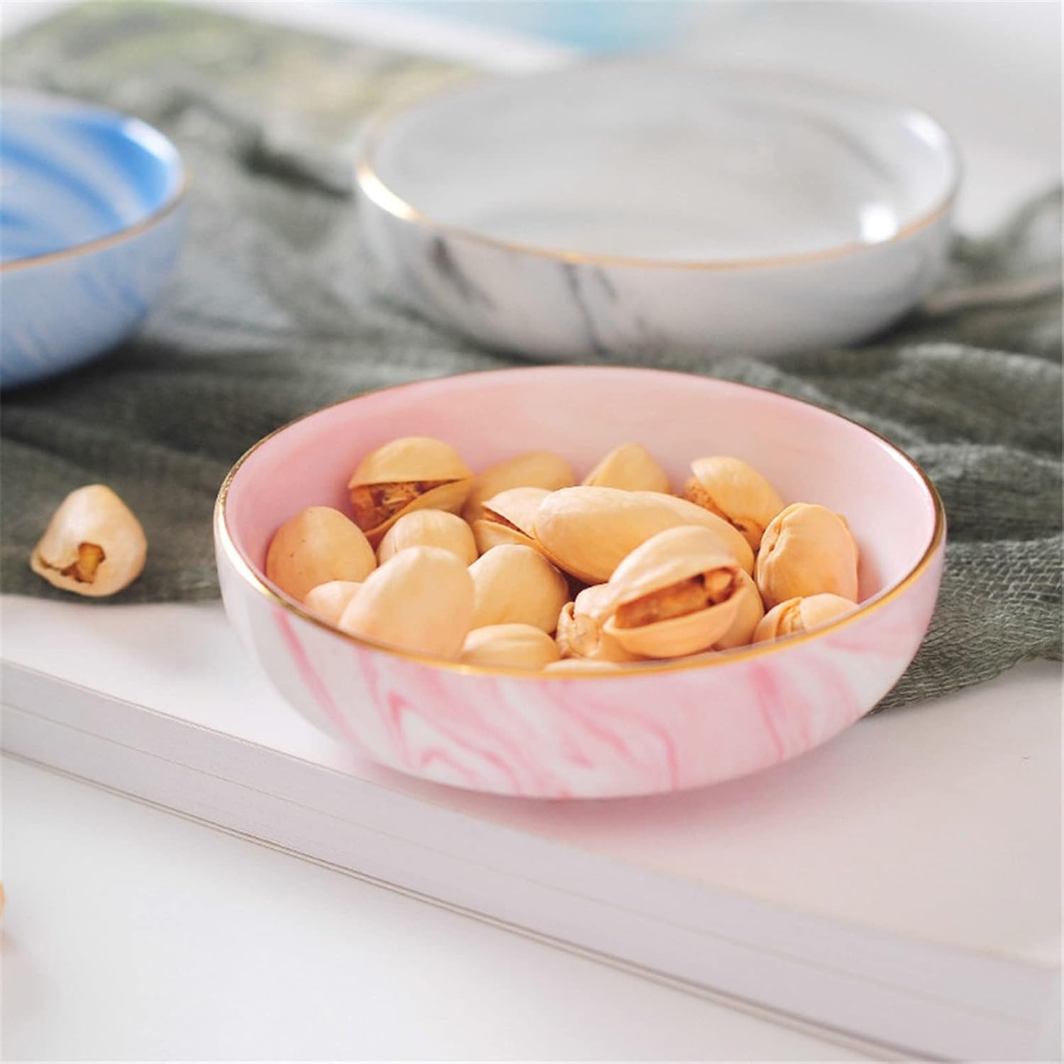 GeRRiT Snack Serving Dishes Ceramic Sauce Dish Marble Pattern Round Fruit Seasoning Soy Vinegar Ketchup Sauce Bowl Pigments Plates Tableware Dessert Dishes