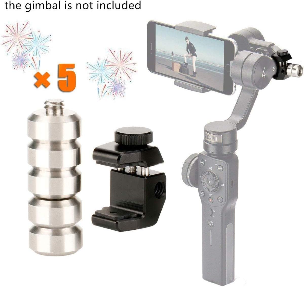 Univer Gimbal Counterweight for Zhiyun Smooth 4,Feiyu Vimble 2, DJI Osmo Mobile 2 Adjustbale Gimbal Stabilizer Moment Anamorphic Lens Photography Movie up to 75g