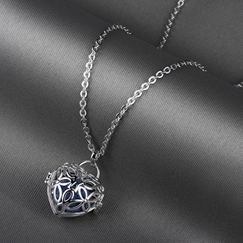 Infuseu Heart Aromatherapy Necklace Lava Stone Essential Oil Diffuser Cross Locket Pendant Jewelry + 5Pcs Lava Rock For Women Meaningful Gift Set (Silver) #TOP2