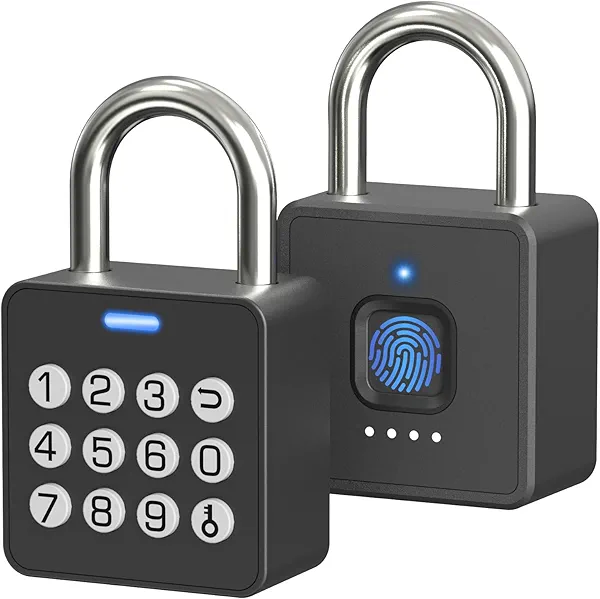 Dhiedas Combination Lock for Locker with Fingerprint, Fingerprint Lock with Code Bluetooth APP Control, Digital Biometric Outdoor Waterproof Pad Lock for Locker Gym Gate Fence School Shed Storage Unit