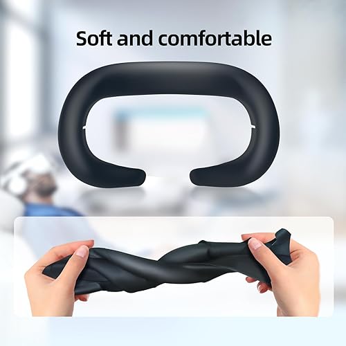 Miniatura 2 de OURVR Silicone Face Cover Pad Compatible with MetaOculus Quest 3 Headset Accessories,Vr Face Cushion Mask for Quest 3(Black)