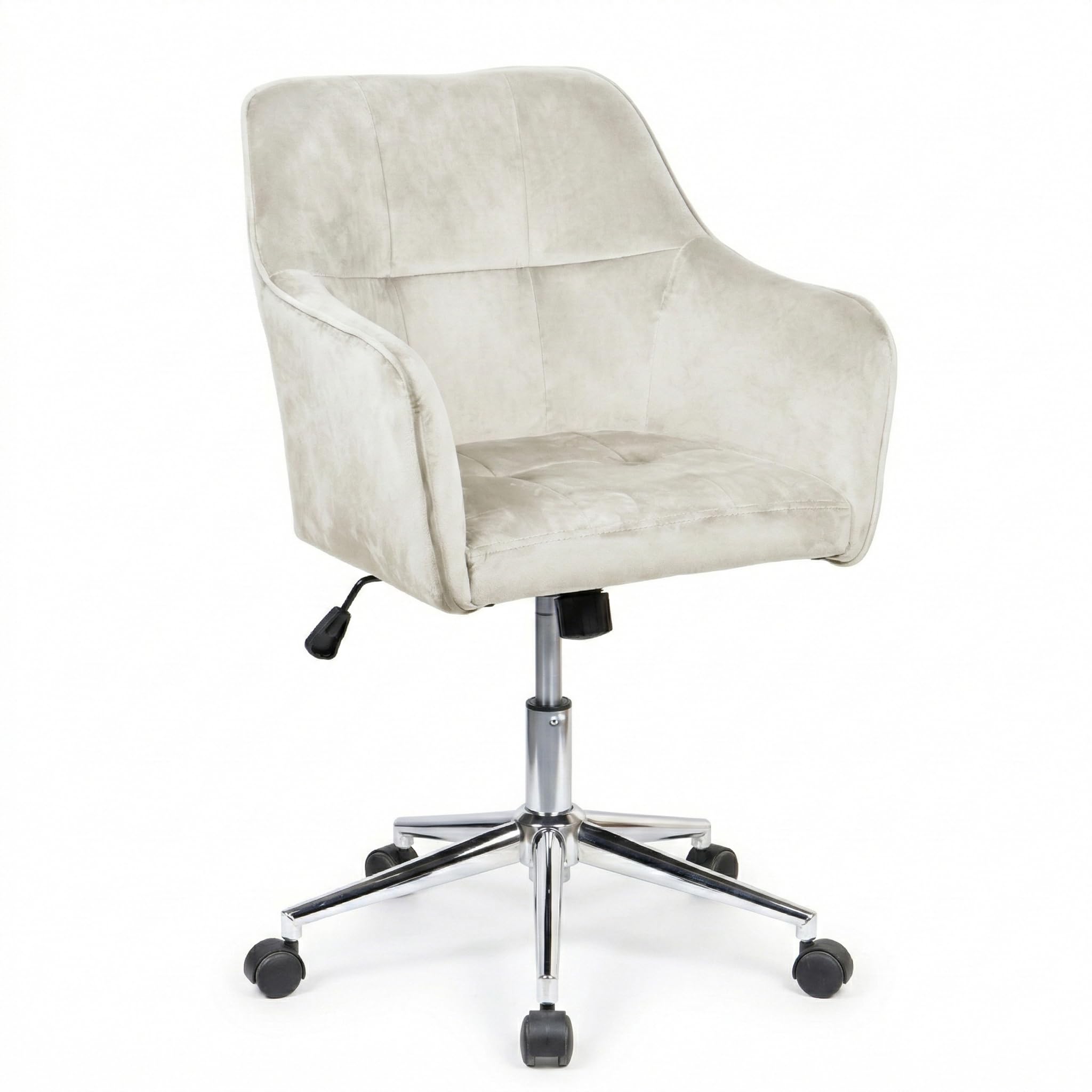 EVRE Office Chair with Wheels | Swivel Desk Chair with Adjustable Height, Ergonomic Armrests & Soft Cushion | Vanity Chair for Dressing Table, Home Office Chair & Bedroom. (Off-White Velvet)