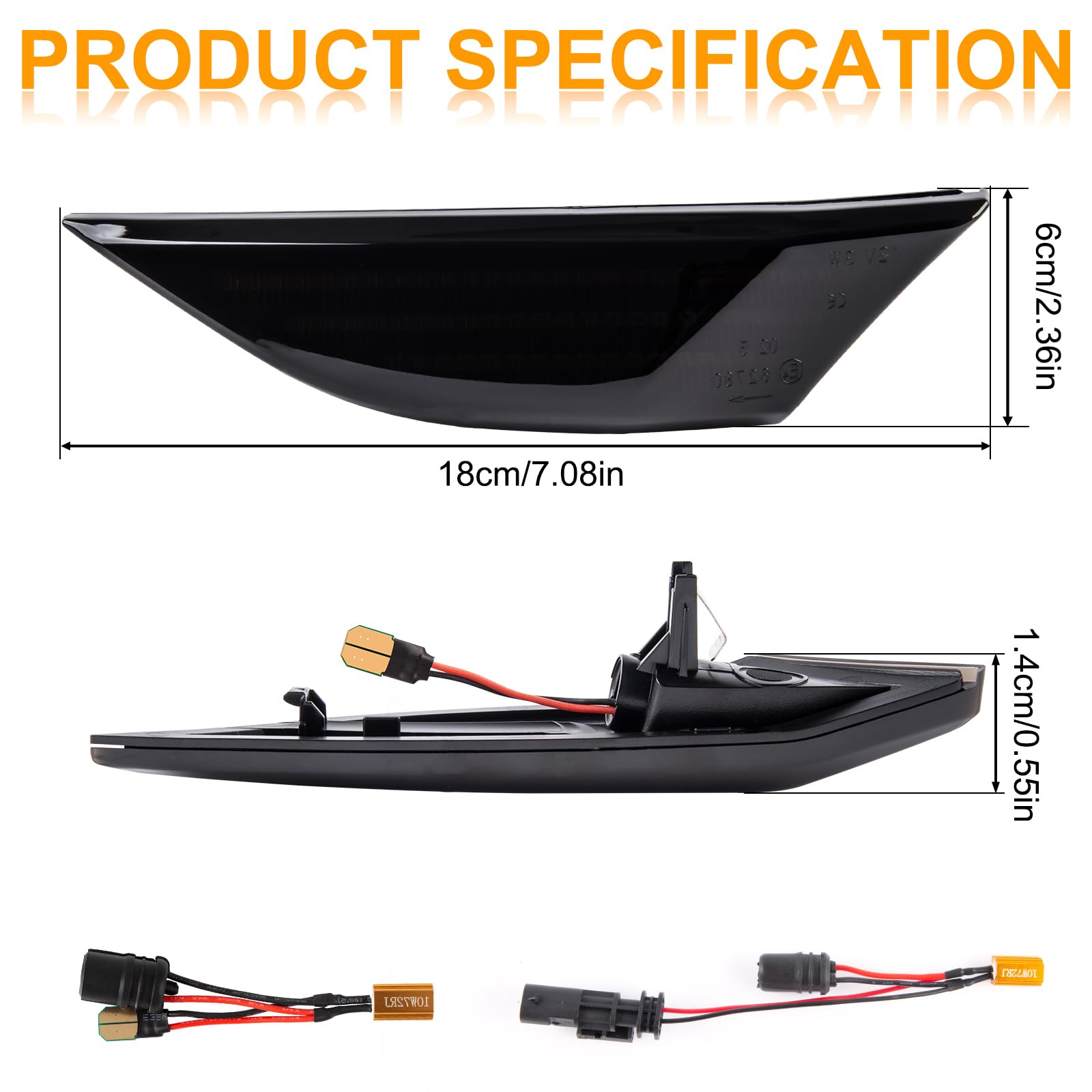 Frecce Laterale a LED per Porsche 981 Boxster 2012-2016/991 2011-2019/911 2011-2019, Indicatore di Direzione, 2 Pezzi