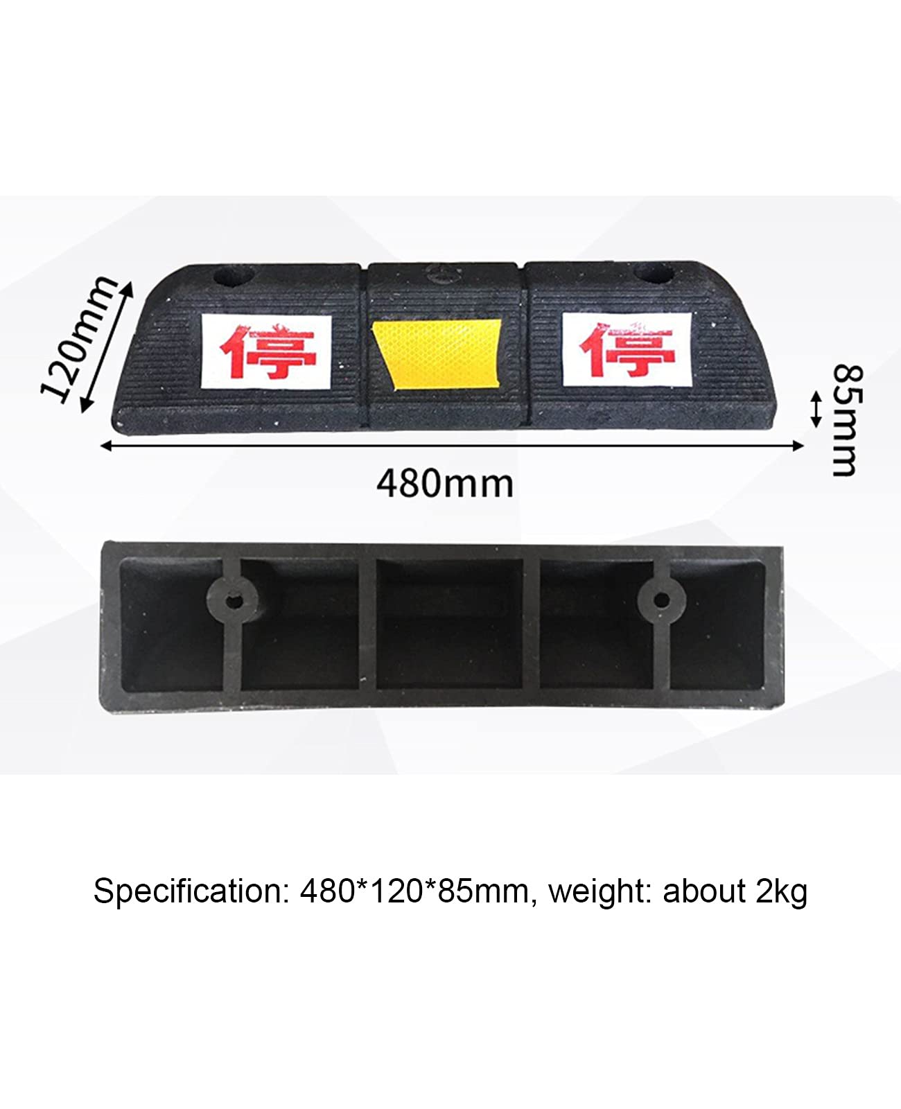 Klin pod koło samochodu, Blokady kół parkingowych wielokolorowe 480x120x85mm