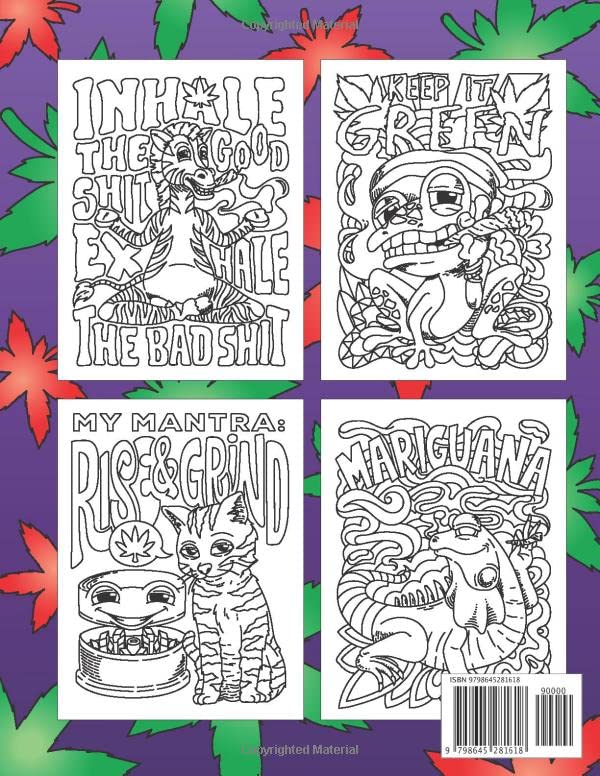 Stoned: The Dopest Adult Coloring Book: A Trippy Stoner Coloring Gift Book for Adults with Funny Animals Smoking Weed, Unique Psychedelic Illustrations for Stress Relief and Relaxation image 3