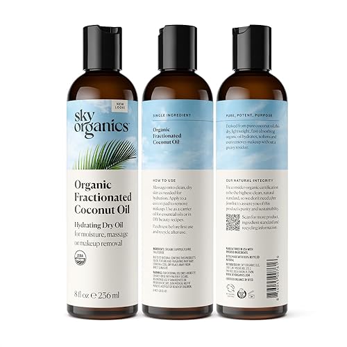 Miniatura 8 de Sky Organics Aceite seco fraccionado hidratante, aceite de coco, para humedad, masaje y eliminación de maquillaje, para todo tipo de piel, 100% puro