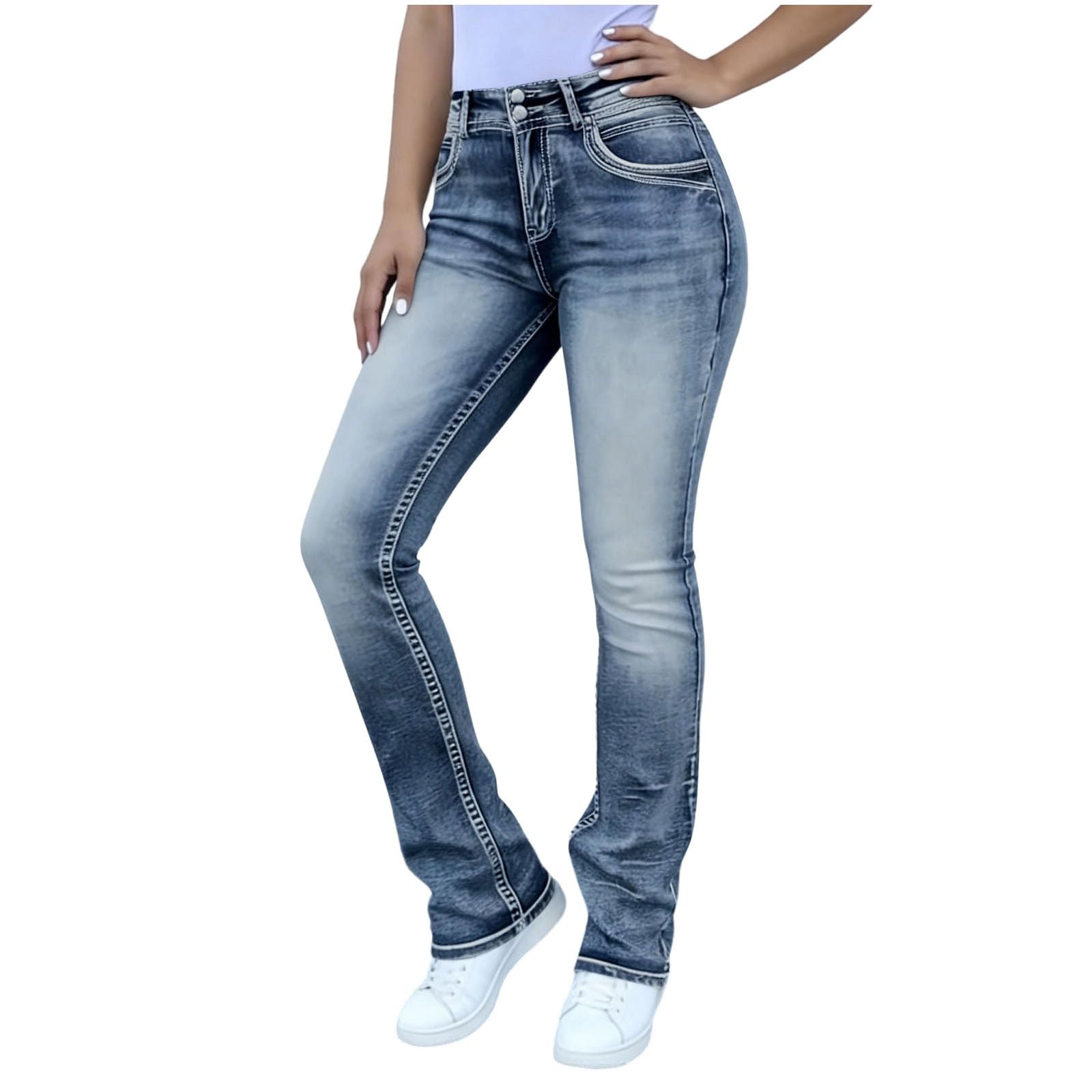 Jeans da Donna Svasati Pantaloni in Denim Elasticizzati con Tasche Morbidi | Pantaloni a Campana dalla Linea Slim e Caduta Morbida Jeans dalla Vestibilità Comoda e Retrò per Streetwear e Weekend