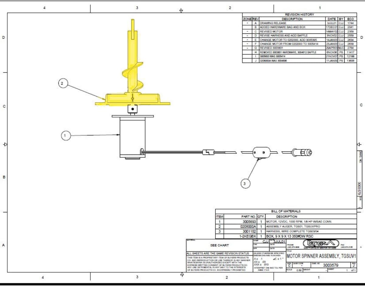 Buyers Products 0208000a Auger Assembly Tgs01, Tgsuvpro Series