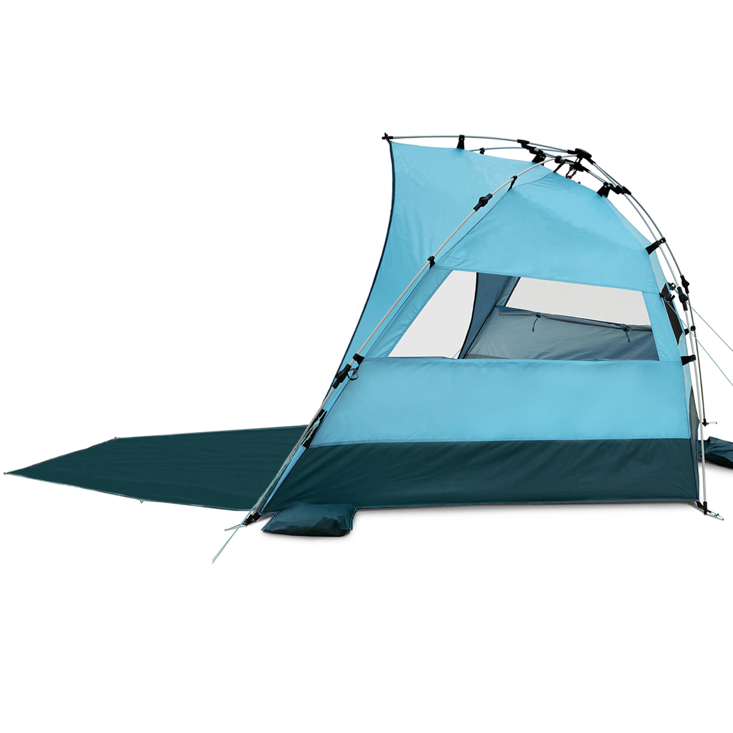 qeedo Quick Bay Pro Große Strandmuschel UV-Schutz UV80 3 Personen inkl. Sandheringe Roll-in-Bag