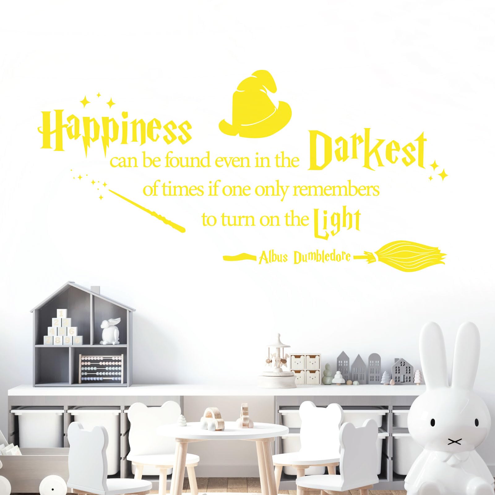 Happiness can be Found Even in the Darkest of Times - Book Quote Decal Wall Sticker [Large] [Lemon]