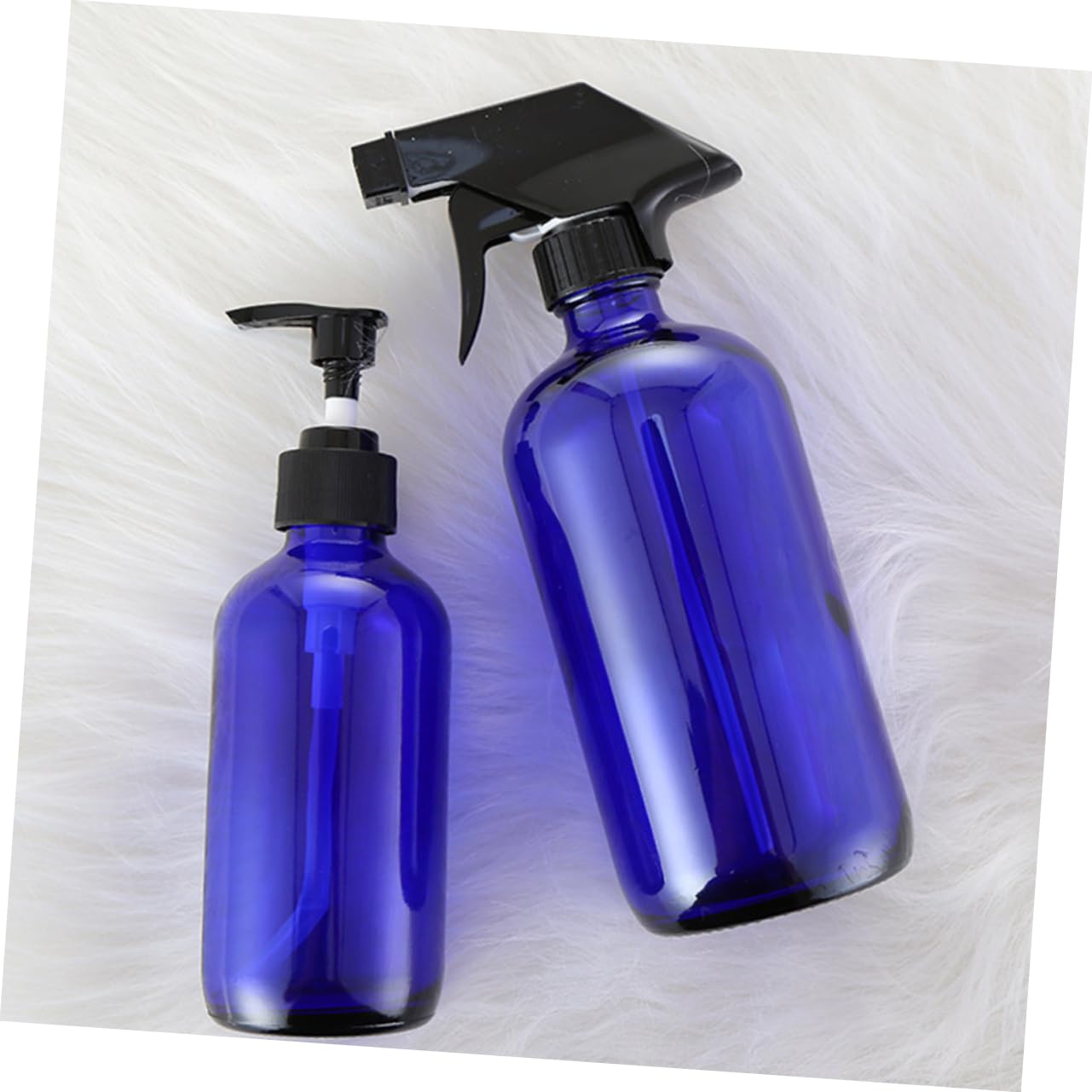 Healeved Nachfüllbare Glas Sprühflasche 500ml Blau Leichte Reise Düse mit 2 Deckeln