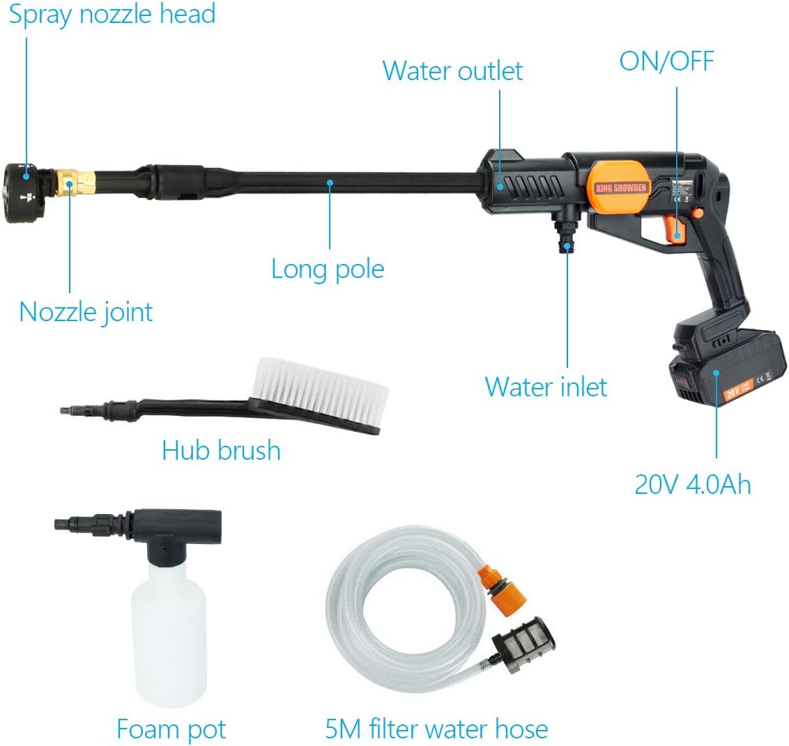 Get Special Price Cordless Pressure Washer, 20V 4Ah Portable Electric Power Cleaner Sets for Washing Cars, Watering Flowers, Cleaning Floors (Accessories Kit & Battery & Charger Included) New Arrivals Cordless Pressure Washer, 20V 4Ah Portable Electric Power Cleaner Sets for Washing Cars, Watering Flowers, Cleaning Floors (Accessories Kit & Battery & Charger Included)