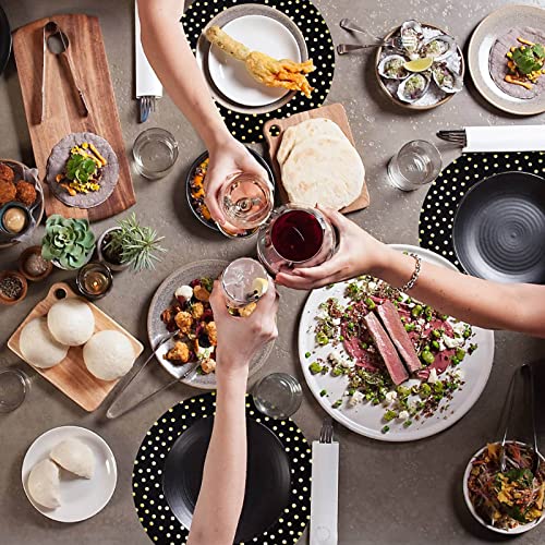 Datyiiha 50 Pcs 14 Inch Black And Gold Foil Paper Place Mats Golden Polka Dots Round Placemats Disposable Decorative Table Mats For Wedding Banquet Party Home Dining Table Decor thumb #5