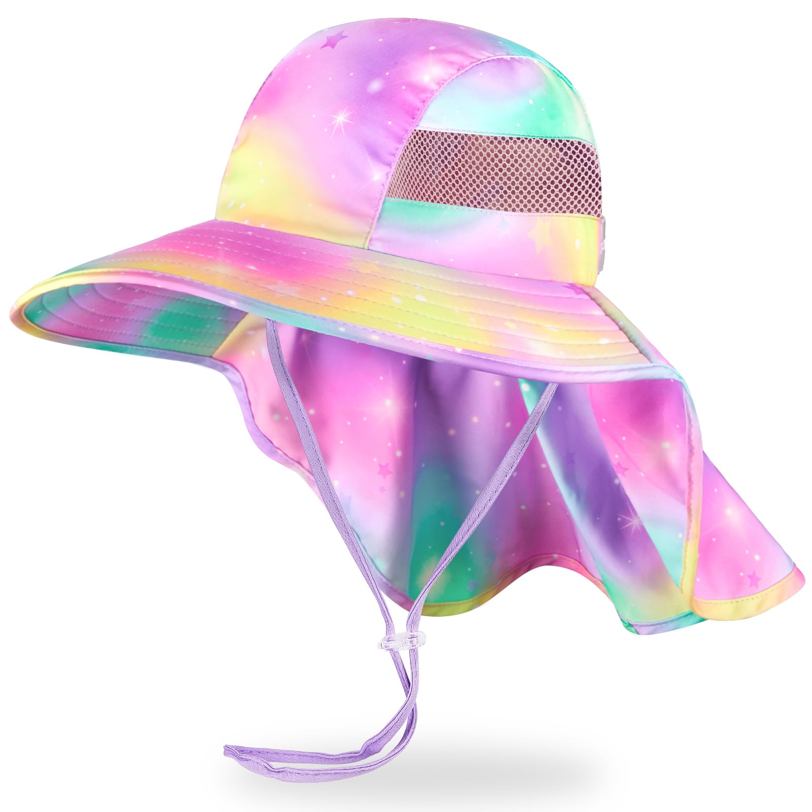 MHJY Kids Sun Hat Girls UV Protection Summer Hats Adjustable Beach Cap Unicorn Bucket Hats with Wide Brim Neck Flap for Toddlers 2-9 Years — view 9