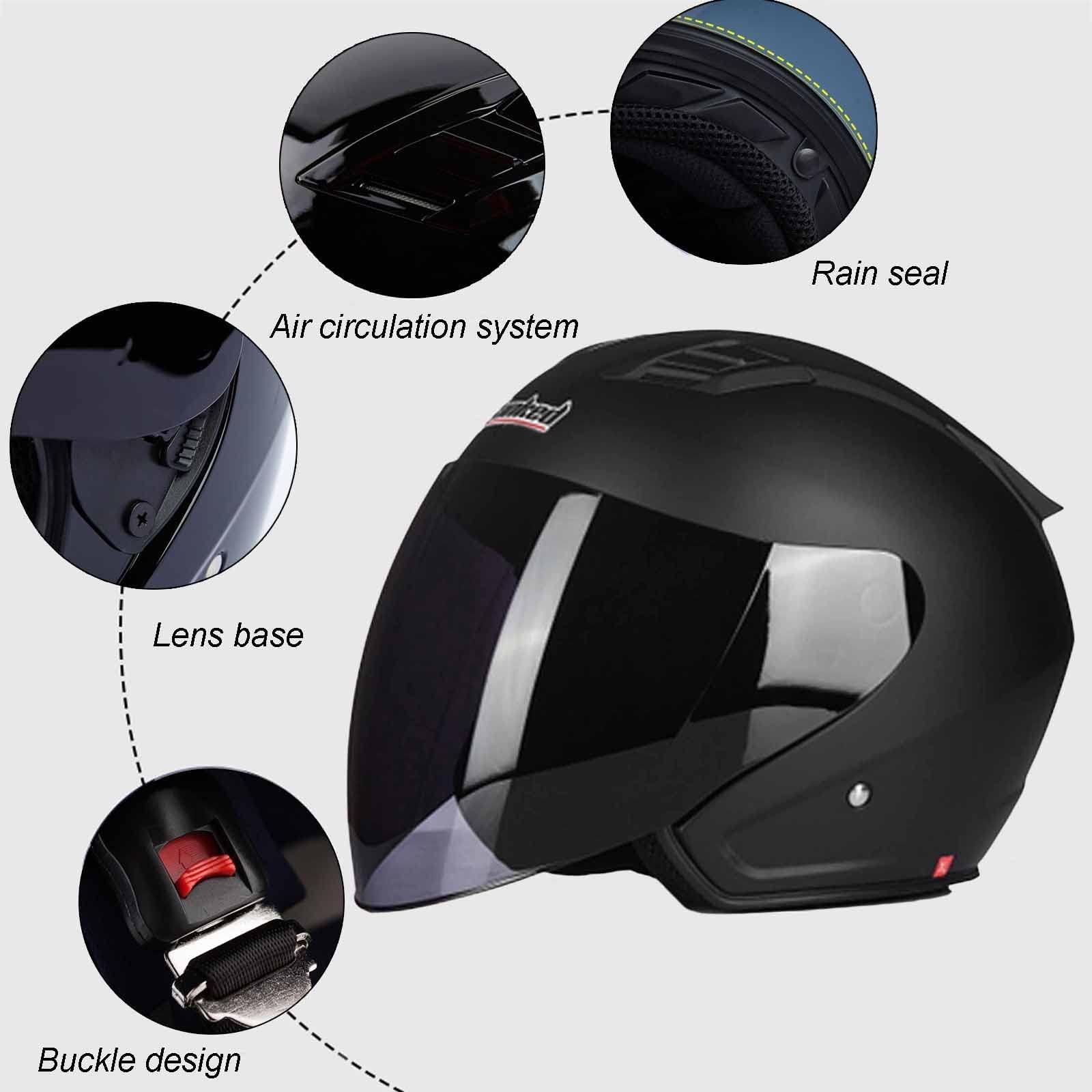 Caschi Jet e Demi-Jet Moto Casco Jet Motorino Vintage Casco Pilota Cruiser Casco Scooter DOT/ECE Casco Certificato Unisex 3/4 Mezzo Casco Donne Uomini Adulti