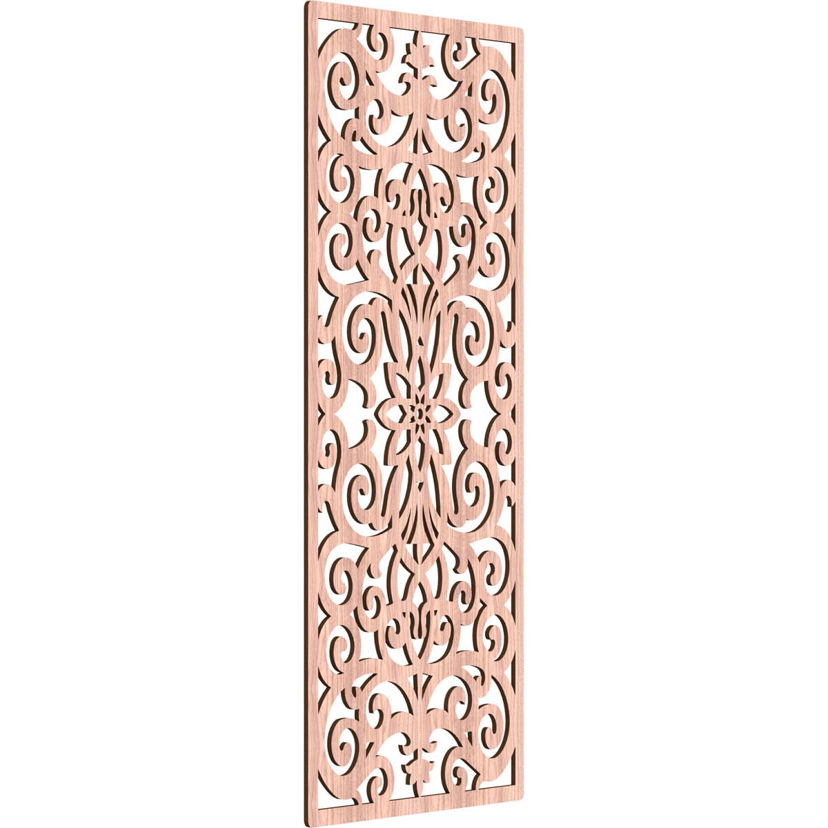 Buel Decorative Pierced Fretwork Wood Wall Panels, 27 3/8"W x 69 3/8"H x 3/8"T, Walnut