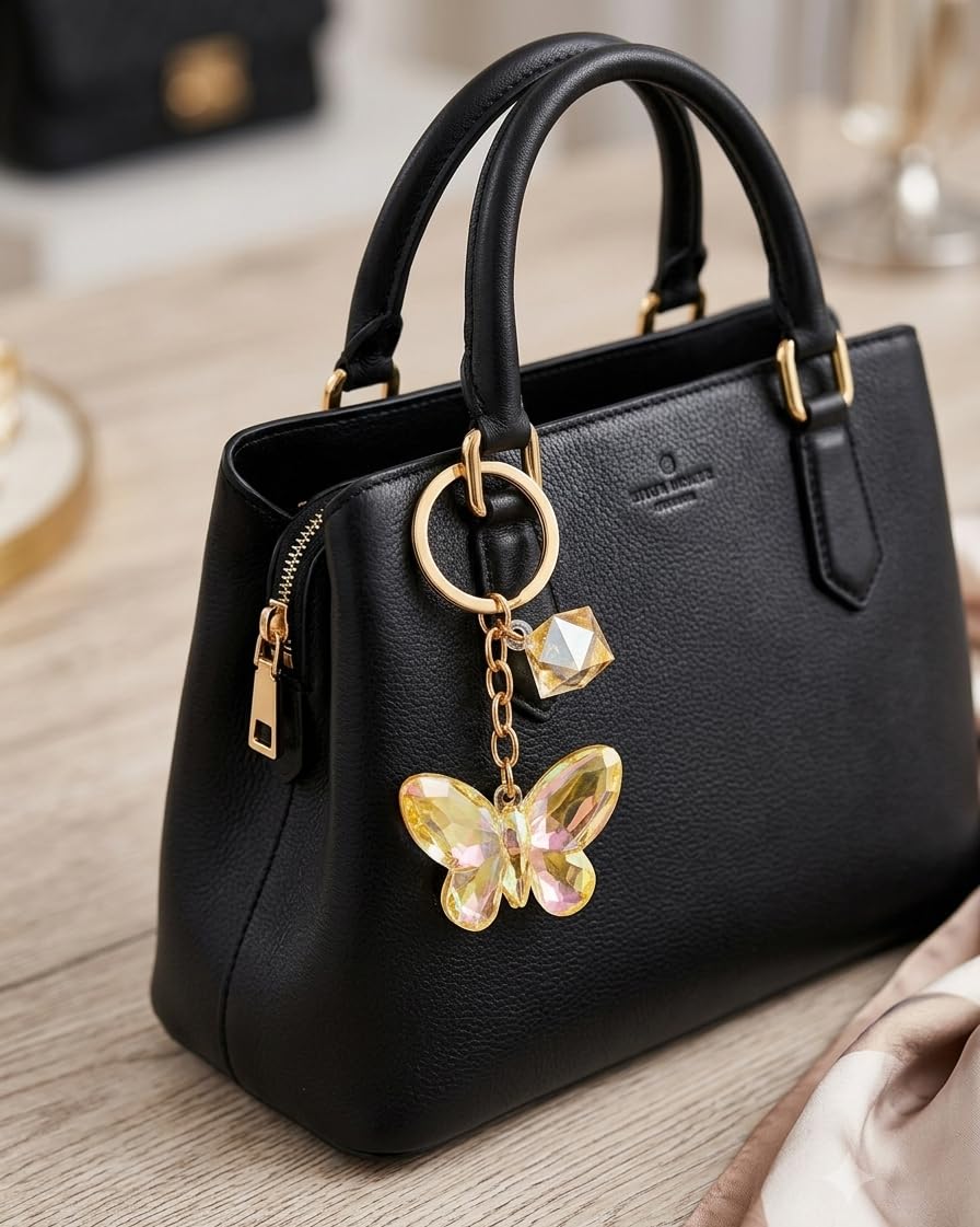 Cute 3D Crystal Keychain for Girls & Women | Aesthetic Iridescent Bag Charm with Big Diamond Pendant | Y2K Stylish Fashion Handbag, Purse, Backpack Pendant, Car Keyring Gift-image-46