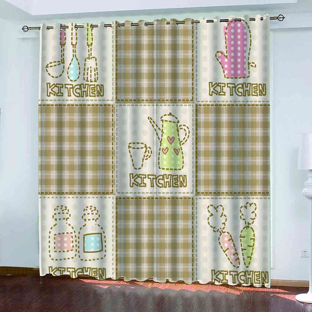 Rideau occultant à oeillets cuisine 3D 300x270 cm pour fenêtre