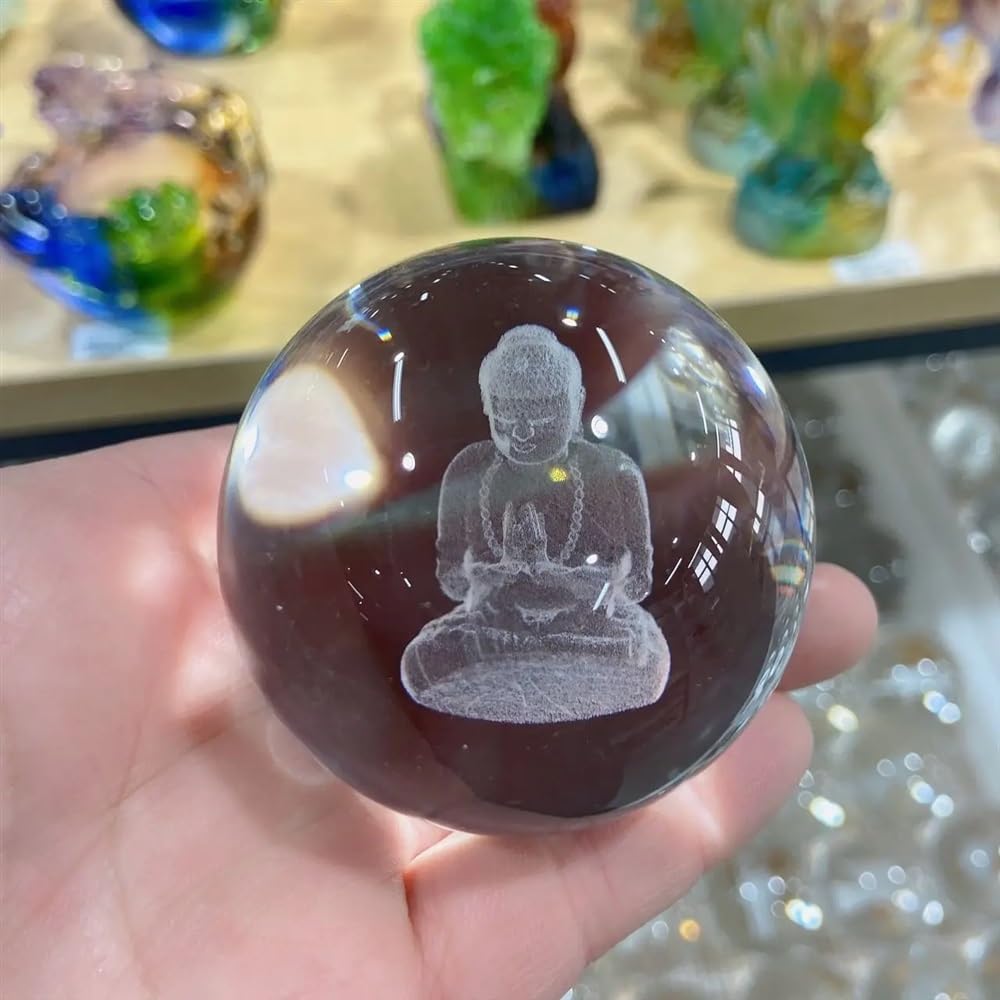 AUOQKQUT 6cm Engraved Miniature Angel Crystal Ball Crystal Craft Sphere Glass Home Decoration Ornament for Home Housewarming GIF Home Decor(Dark Gray,3pcs)