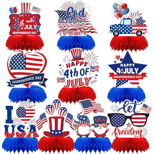 DTOFOOT 4th of July Table Centerpiece,10Pcs Patriotic Table...