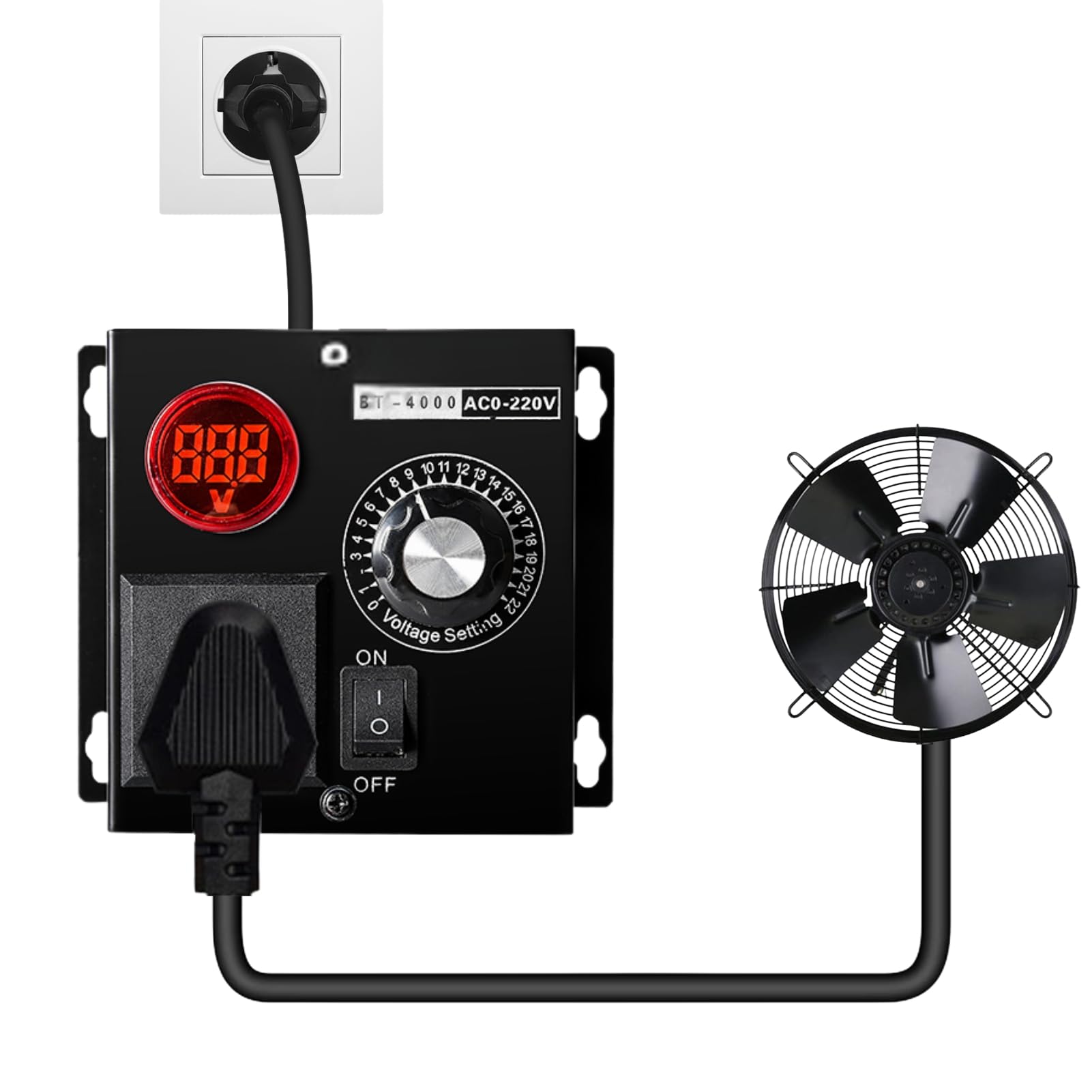 Jadeshay Regulador de Voltaje,4000W Regulador de Velocidad Ajustable SCR Controlador de Velocidad AC220V para Doméstico Ventilador Motor Amoladoras Angulares Taladros