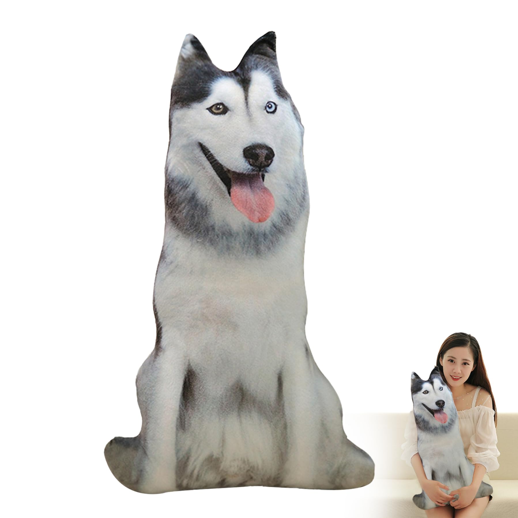 Almohada con Forma de Perro de 19, 7 Pulgadas, Almohada Realista 3D para Perro, cojín de Peluche Bonito para Cama, sofá, decoración del hogar, cumpleaños, Sty; le2