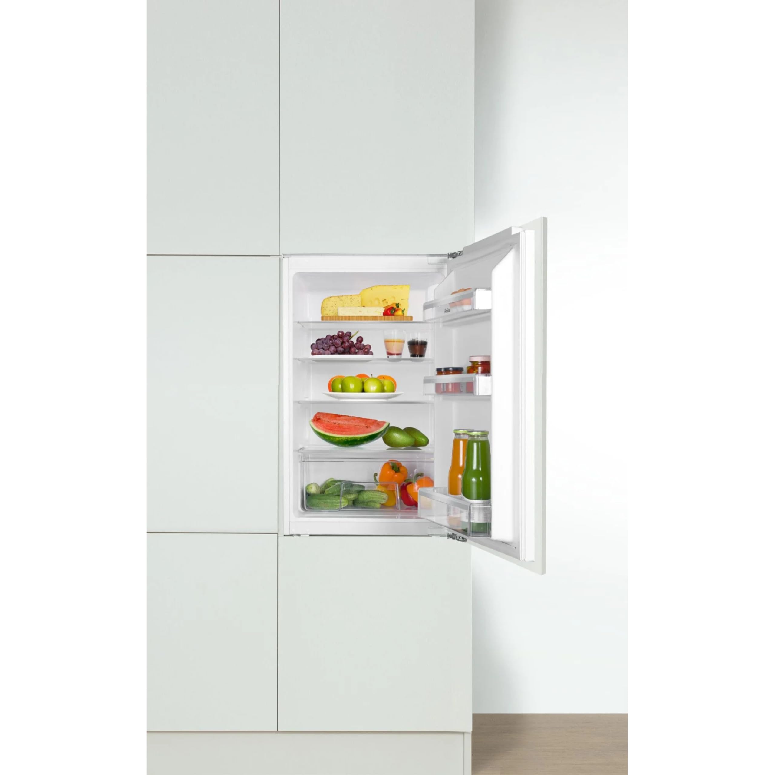 Amica Einbau‑Vollraum‑Kühlschrank Festtür‑Technik 880 mm Nische elektronische Steuerung Inverter‑Motor LED Beleuchtung 87,1 x 54 x 54 cm – Einbaukühlschrank