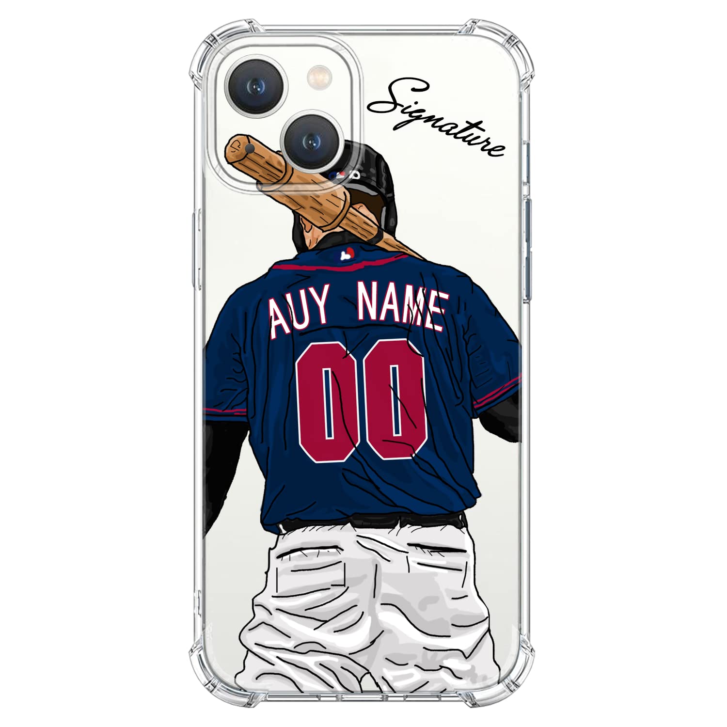 VNGDA Custom Name & Number Crystal Clear Baseball Case for iPhone 17 Air 16 15 Pro Max 14 13 Mini 12 11 Xs Xr SE3 8 7 6 Plus，with 4 Shockproof Corners