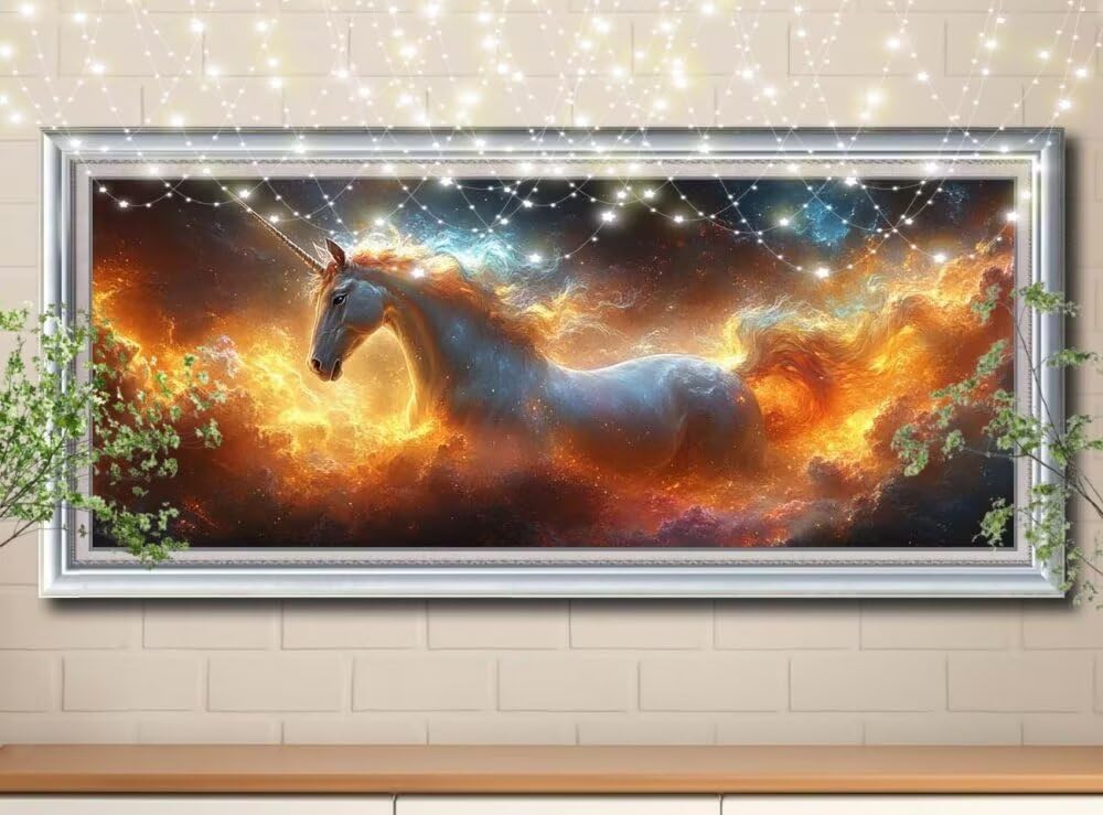 Malarstwo diamentowe 5D dla dzieci, małe, kolorowe chmury, jednorożec, obraz diamentowy 60 x 120 cm, tworzenie mozaiki według liczb, zestaw do malowania krzyżykowego, dla dorosłych, do dekoracji domu