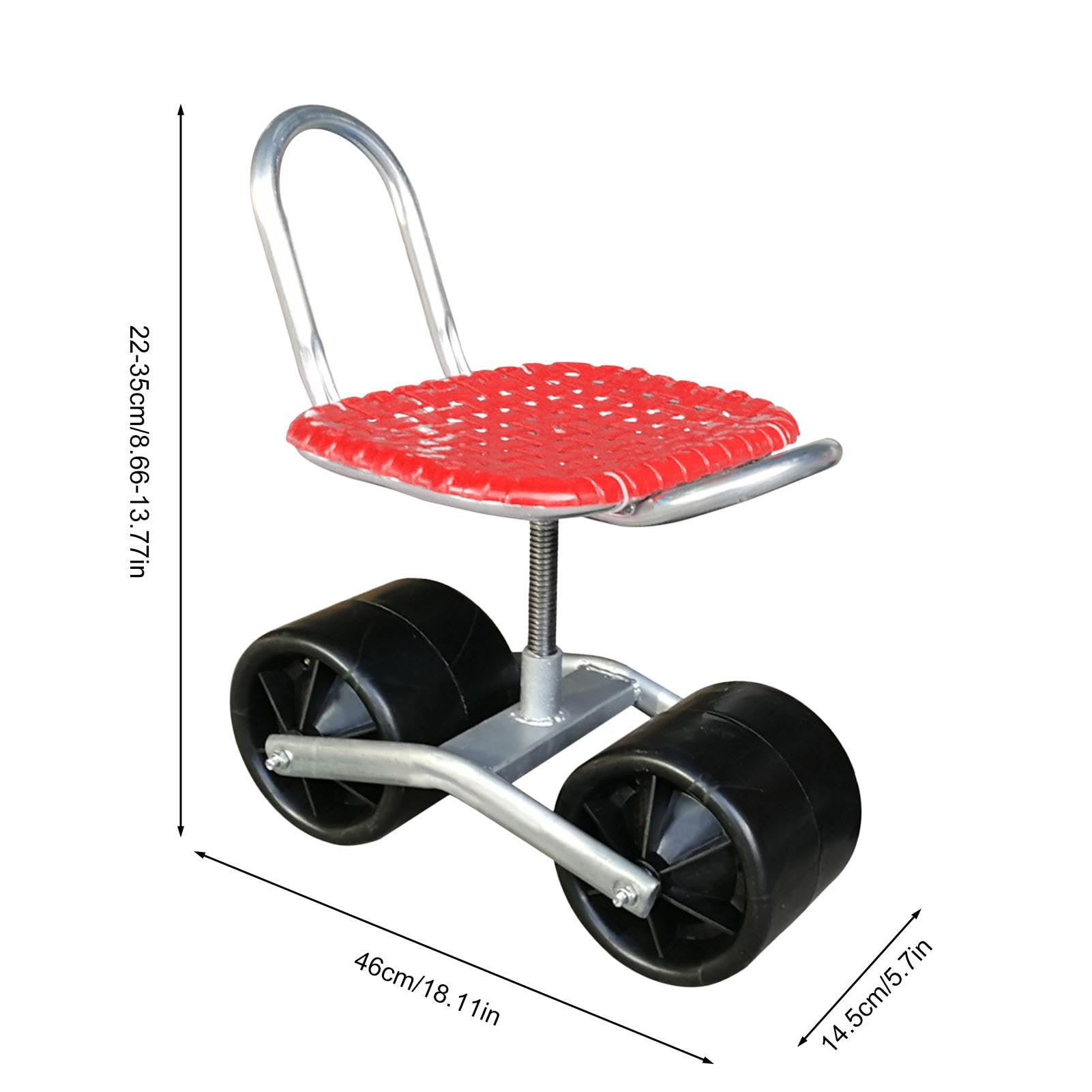 Regulowany wąski wózek ogrodowy i siedzisko na kółkach, obrotowe krzesło ogrodowe i klęcznik z kółkami dla łatwej mobilności, ergonomiczna konstrukcja dla wygodnego ogrodnictwa