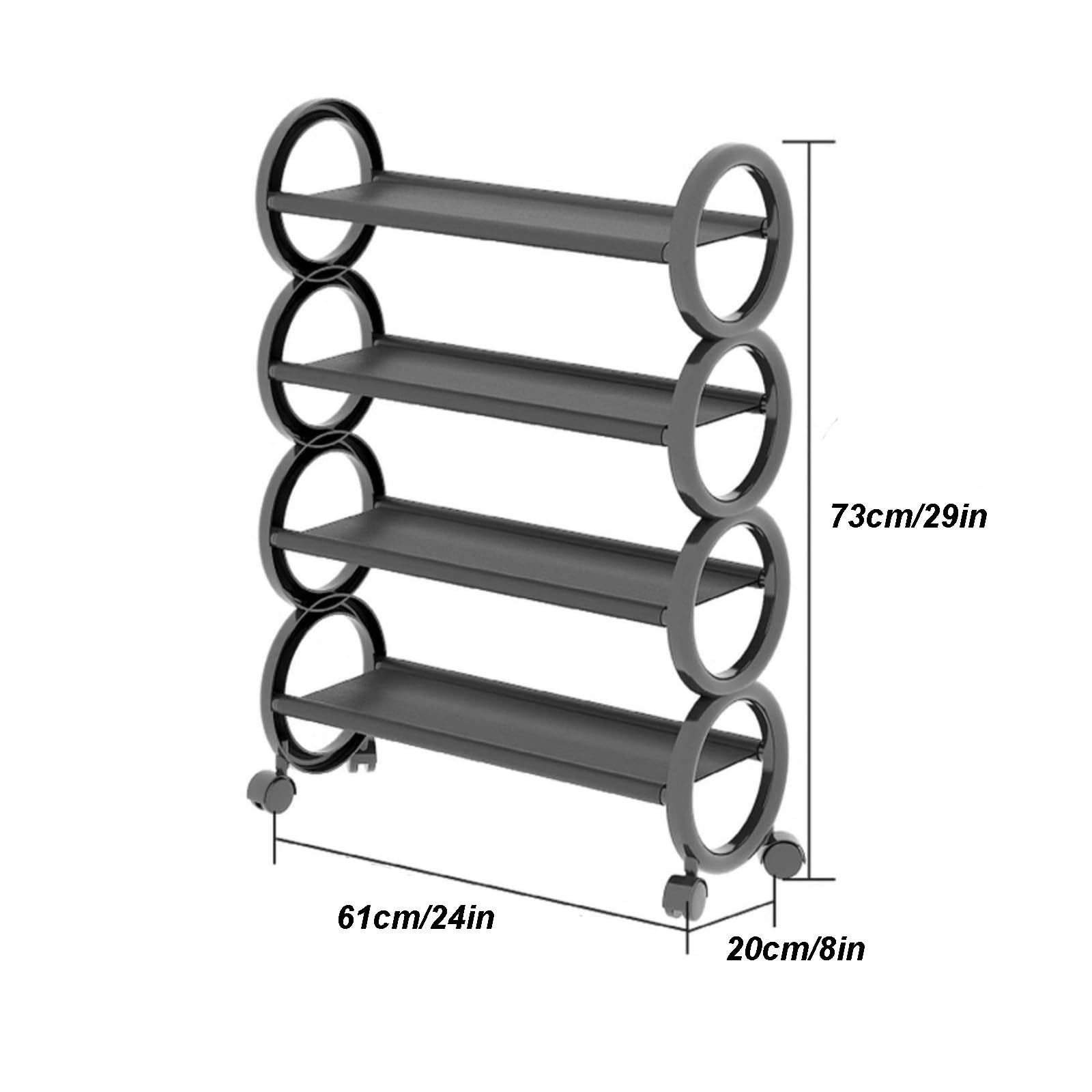 Schuhablage, Schuhregal Platzsparende mit Rollen, Schuh Organizer für Kleiderschrank, Schlafzimmer, Unter Dem Tisch, Eingangsbereich, Schlafzimmer(White,61x20x73cm/24x8x29in)