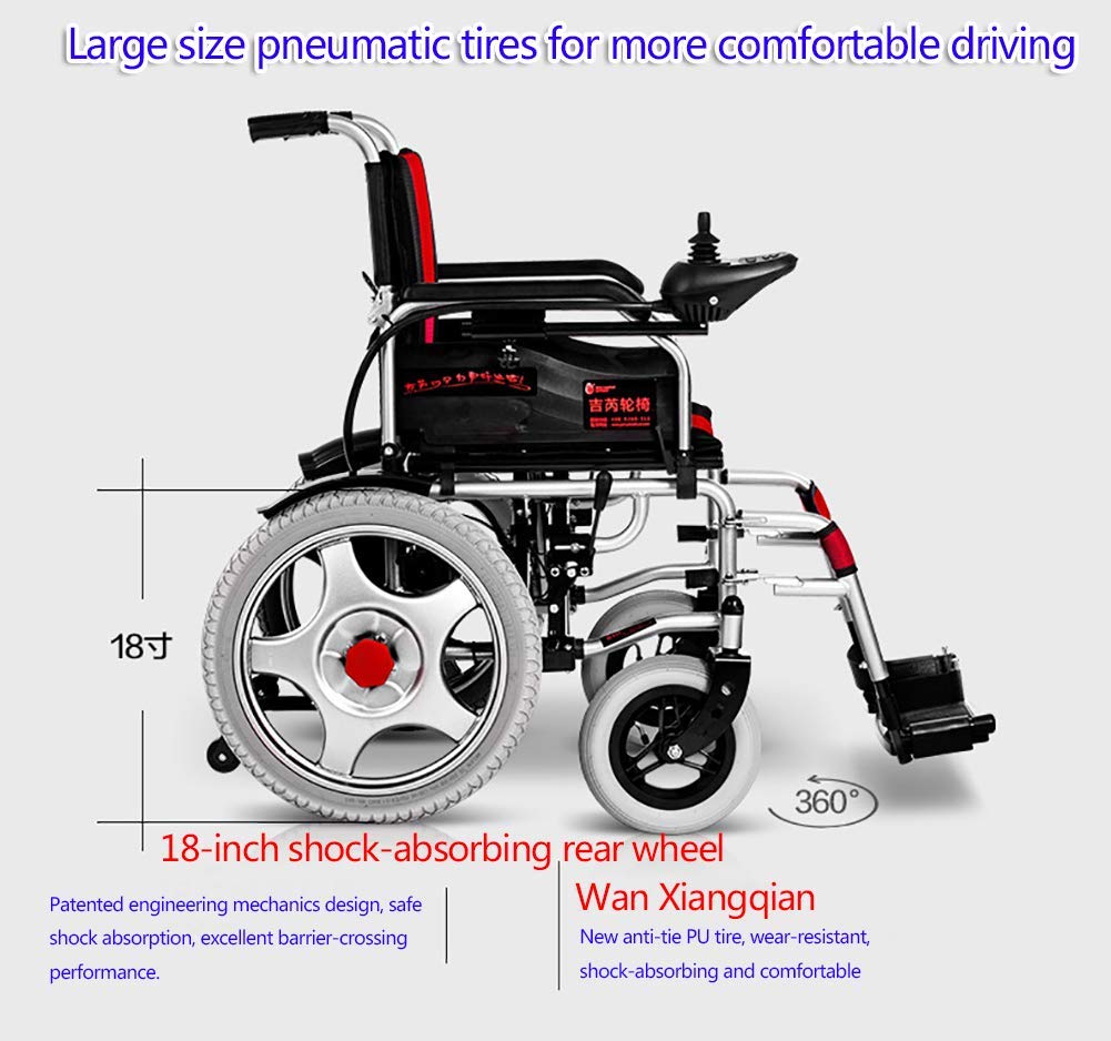 Sedia a rotelle elettrica per impieghi gravosi, Pieghevole, Pieghevole e Leggera, Portatile Powerchair con Cintura di Sicurezza, Alimentazione elettrica o manipolazione Manuale, sc