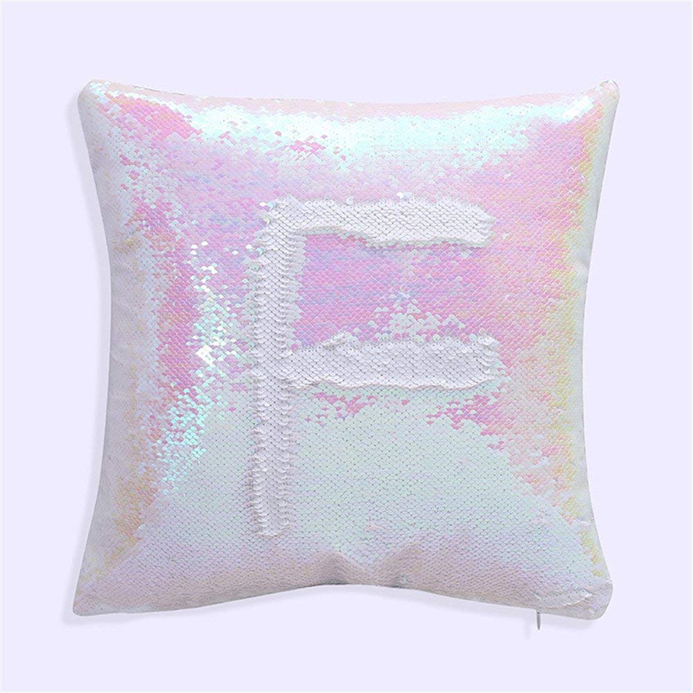 Mr. Gadget Solutions® White, Baby Pink Mermaid Pillow Case Reversible Sequin White And Baby Pink Glitter Sofa Cushion Cover 16 Inches