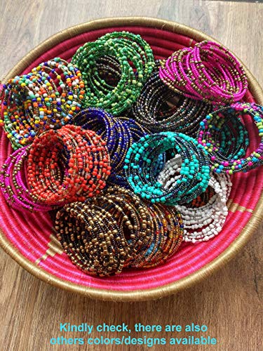 TEMBO AFRICA Set of 2 Handmade Beaded Bracelets for Women - Wrap Bracelets - Boho Jewelry Gifts -Multicolored