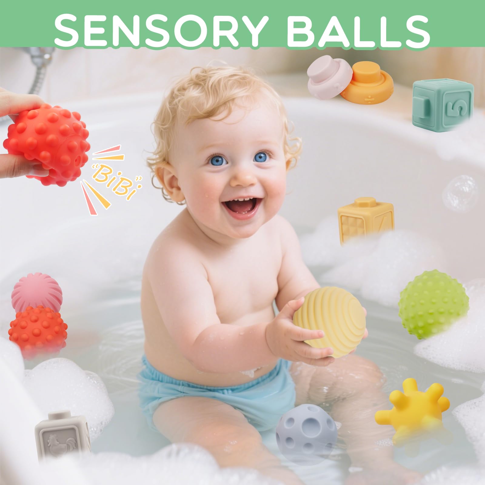 Plunack Giocattoli Montessori per Bambino 18 Mesi - Soft Building Blocks giochi Sensoriali impilabili con Anelli