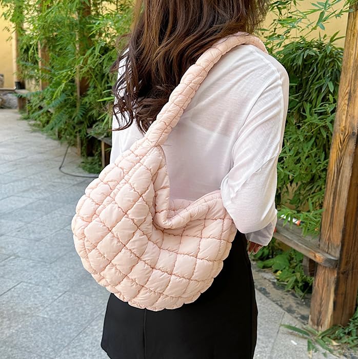 Image of Quilted Tote Bag for Women Puffer Bag Lightweight Padding Shoulder Purse Hobo Bags Satchel Handbag Cloud Bags with Zip 2026