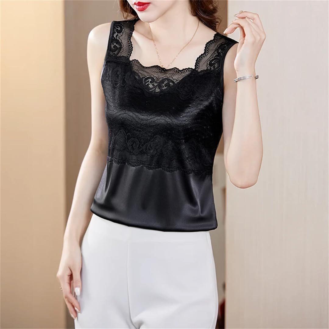 Camicie da donna estive in pizzo di seta senza maniche allentate casual can