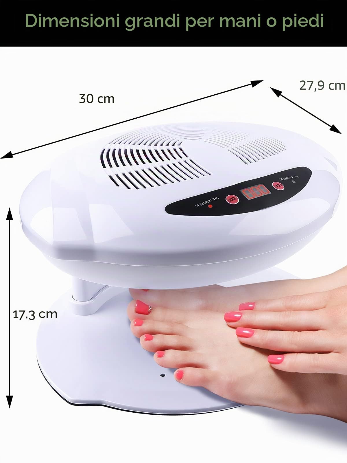 Kalolary Essiccatore per Unghie, Aasciugatore per Unghie Air 400W Sensore di Aria Calda e Fredda Air Nail Dryer Nail Fan Blow Dryer per l'Asciugatura Delle Unghie Mani e Piedi Salon e Home (Bianco) | asciugatura per unghie, per mani e piedi, con sensore a